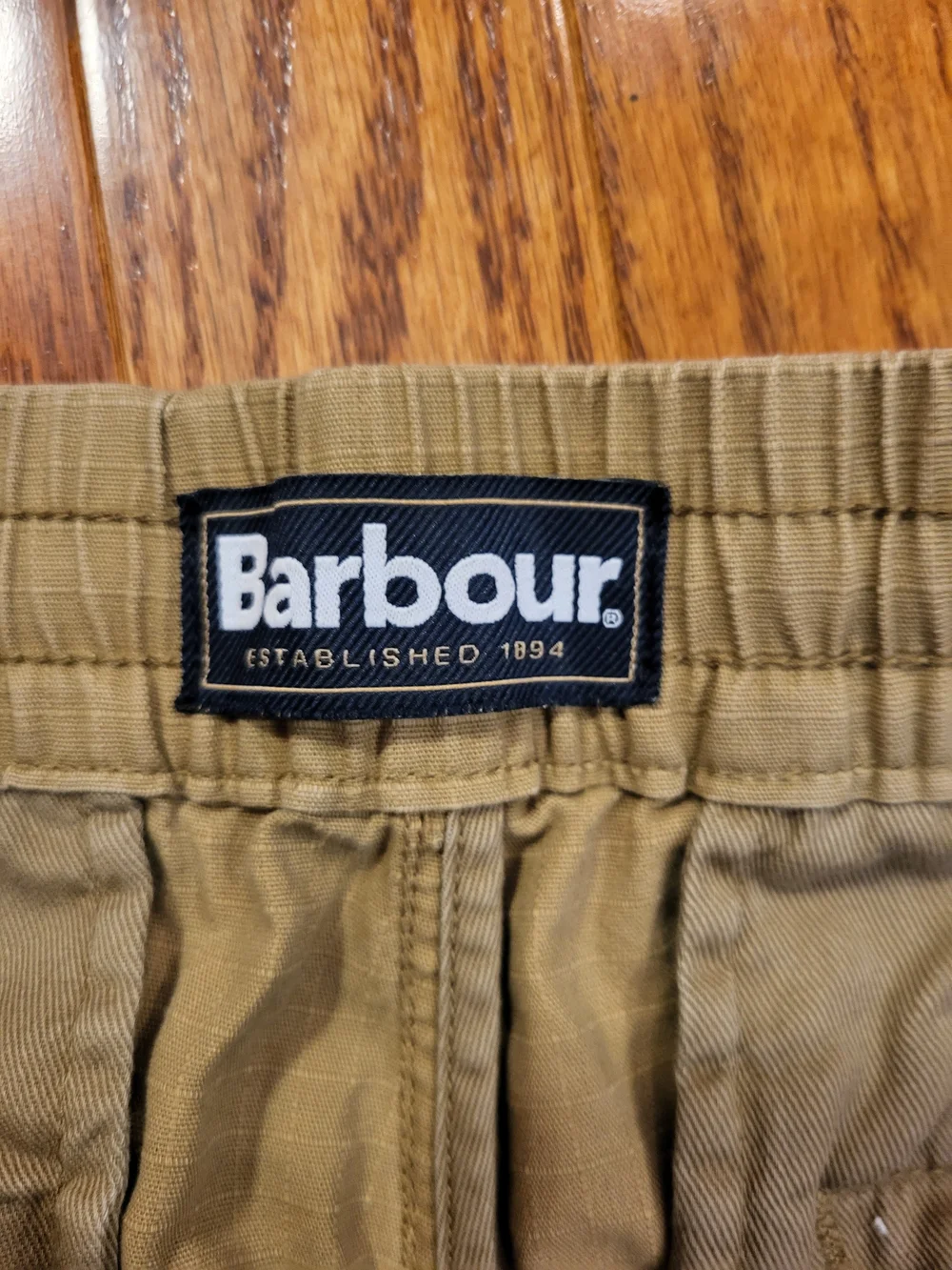 Barbour Shorts Mens Medium Khaki Roller Ripstop Elastic Waist Drawstring